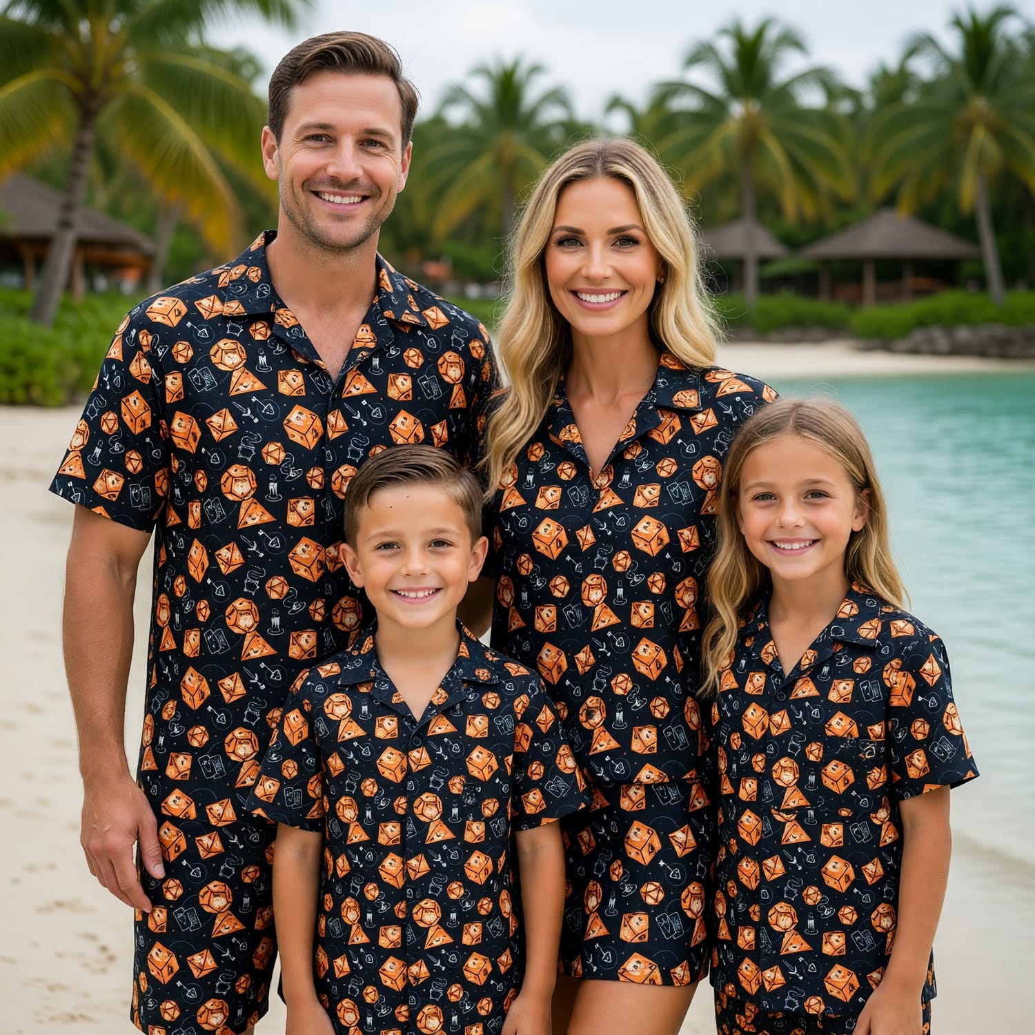 Fantasy Dungeon Dice Hawaiian Shirt - Fantasy Skull RPG Pattern
