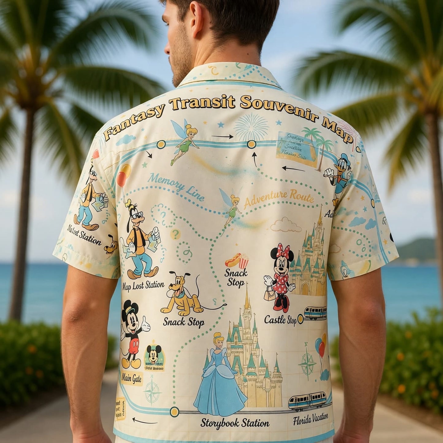 Fantasy Transit Map Hawaiian Shirt - Souvenir Vacation Apparel