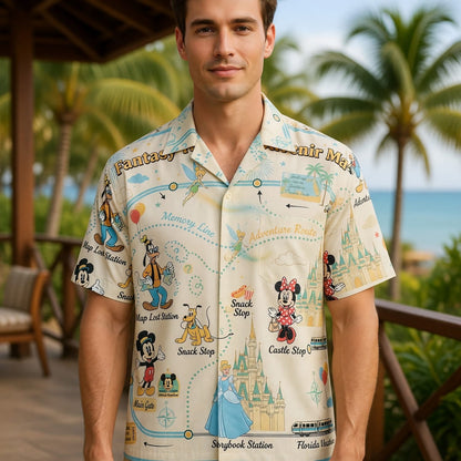 Fantasy Transit Map Hawaiian Shirt - Souvenir Vacation Apparel