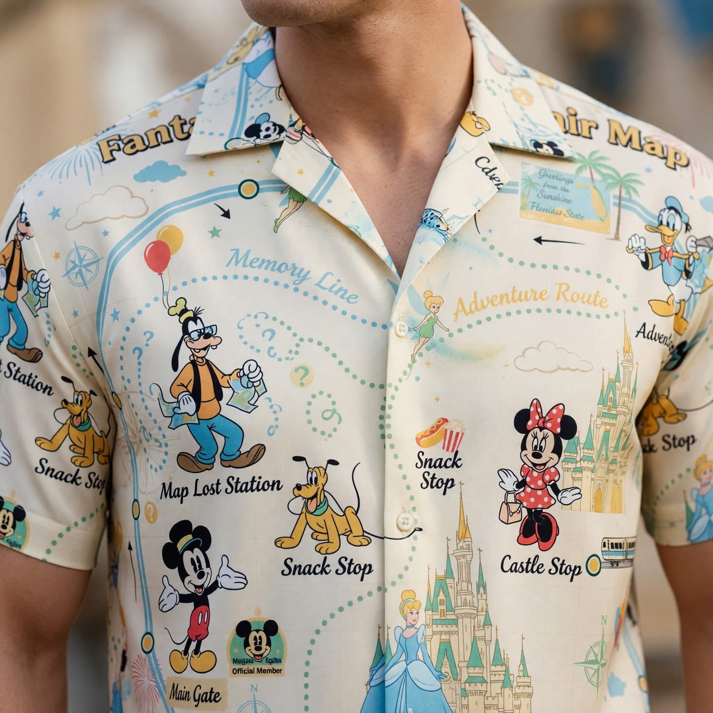 Fantasy Transit Map Hawaiian Shirt - Souvenir Vacation Apparel