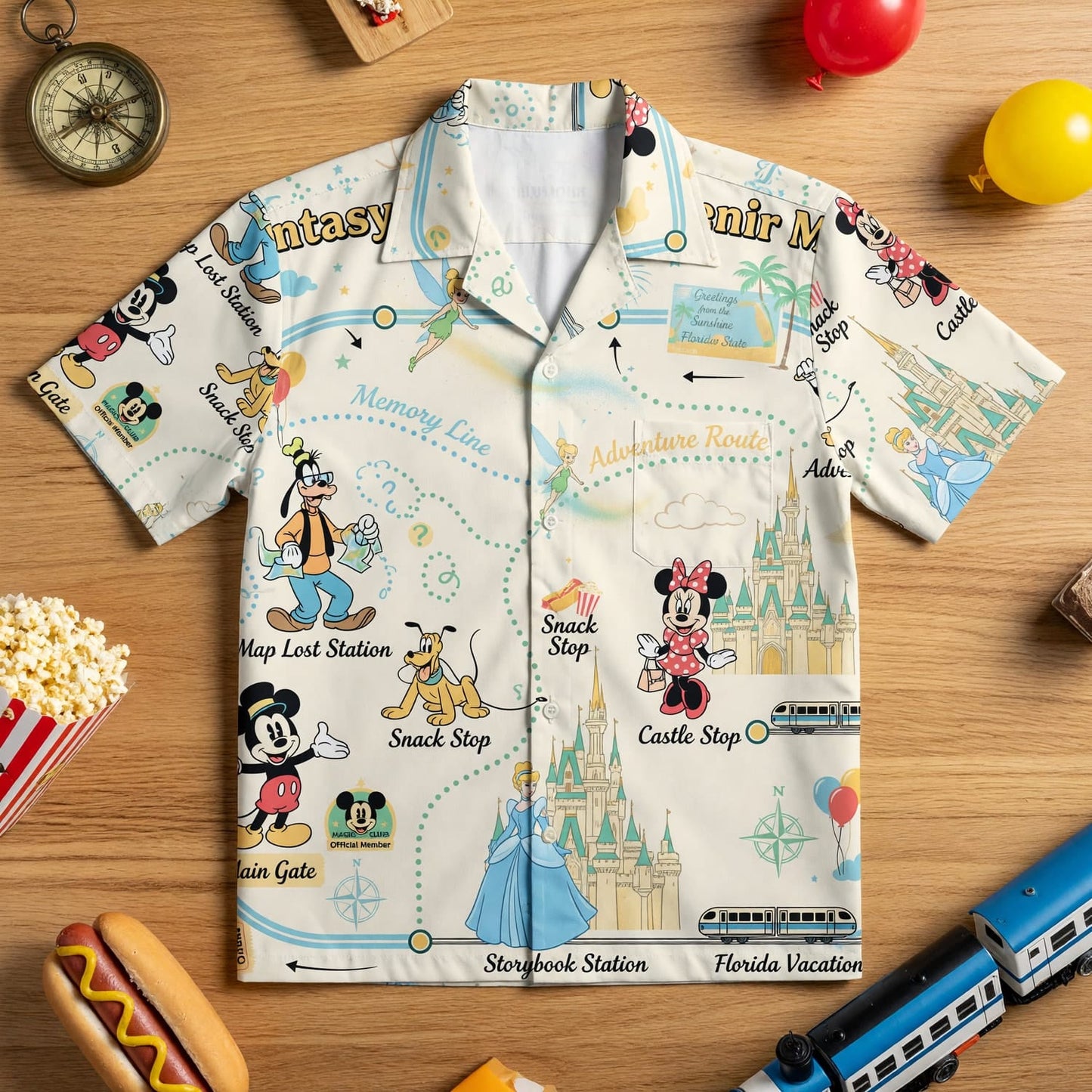Fantasy Transit Map Hawaiian Shirt - Souvenir Vacation Apparel