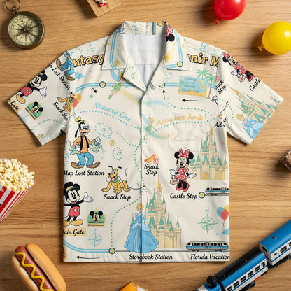 Fantasy Transit Map Hawaiian Shirt - Souvenir Vacation Apparel