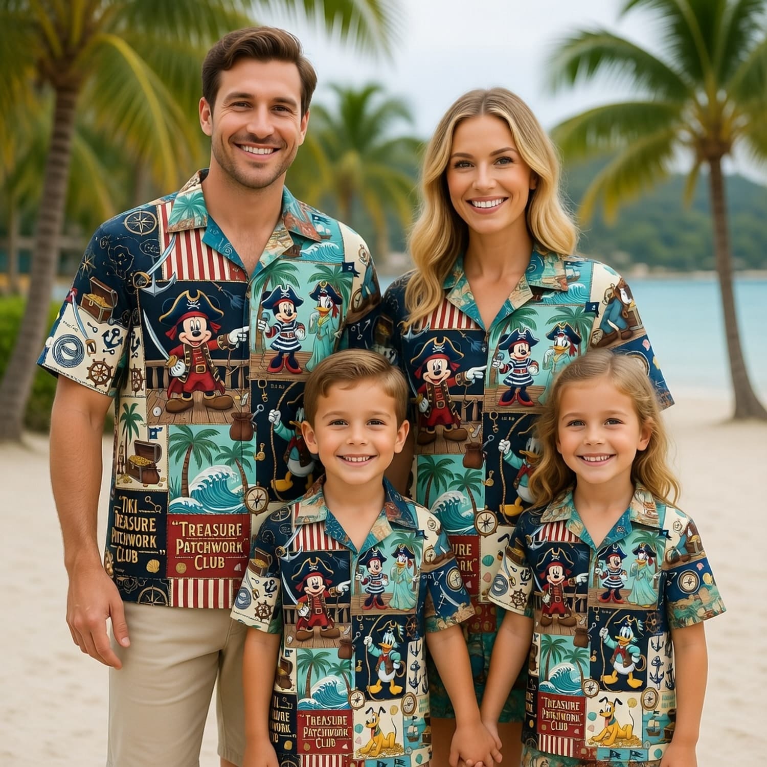 Pirate Mouse Hawaiian Shirt - Tiki Treasure Patchwork
