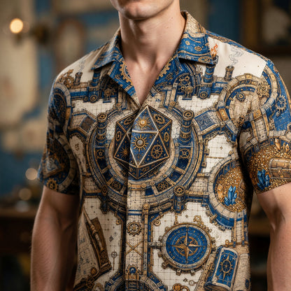 Steampunk Fantasy Dungeon Hawaiian Shirt - Fantasy RPG Map Design