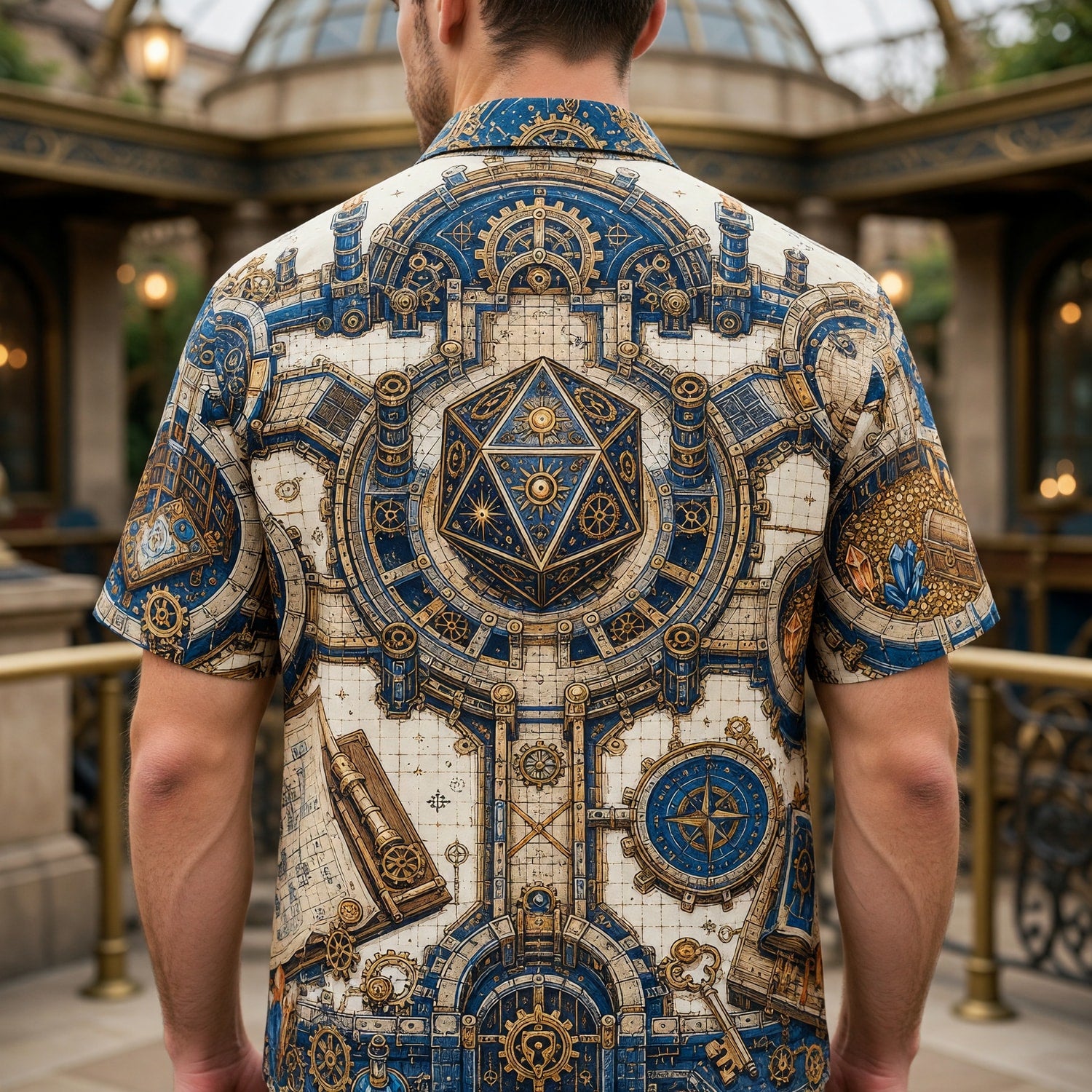 Steampunk Fantasy Dungeon Hawaiian Shirt - Fantasy RPG Map Design