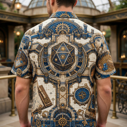 Steampunk Fantasy Dungeon Hawaiian Shirt - Fantasy RPG Map Design