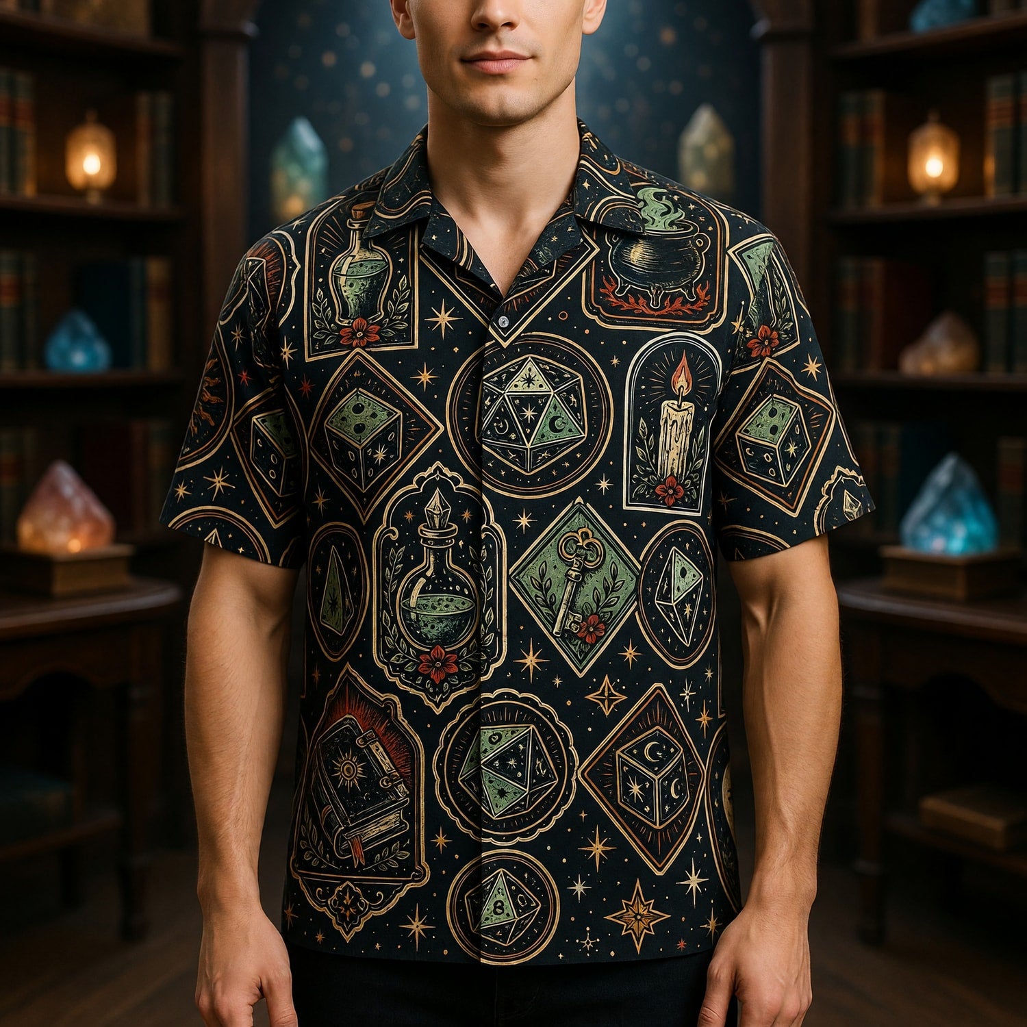 Occult Dice Hawaiian Shirt - Mystic RPG Streetwear