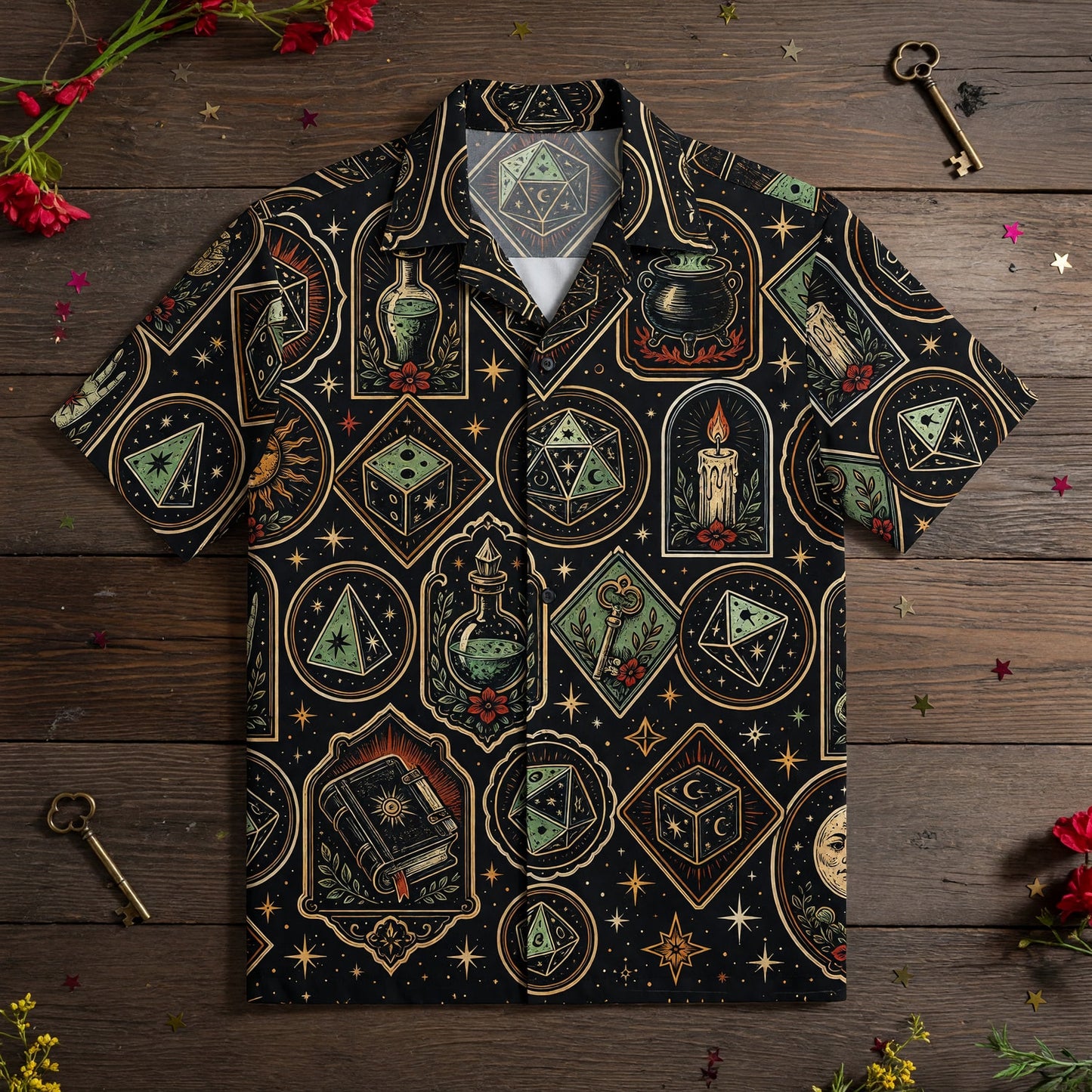 Occult Dice Hawaiian Shirt - Mystic RPG Streetwear