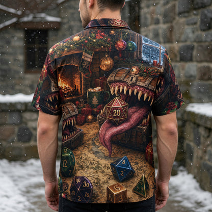 Mimic Christmas Hawaiian Shirt - Fantasy RPG Dice Holiday Wear