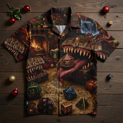 Mimic Christmas Hawaiian Shirt - Fantasy RPG Dice Holiday Wear