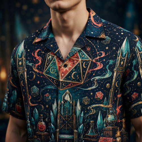 Fantasy Dungeon D20 Hawaiian Shirt - Wizard Fantasy Magic