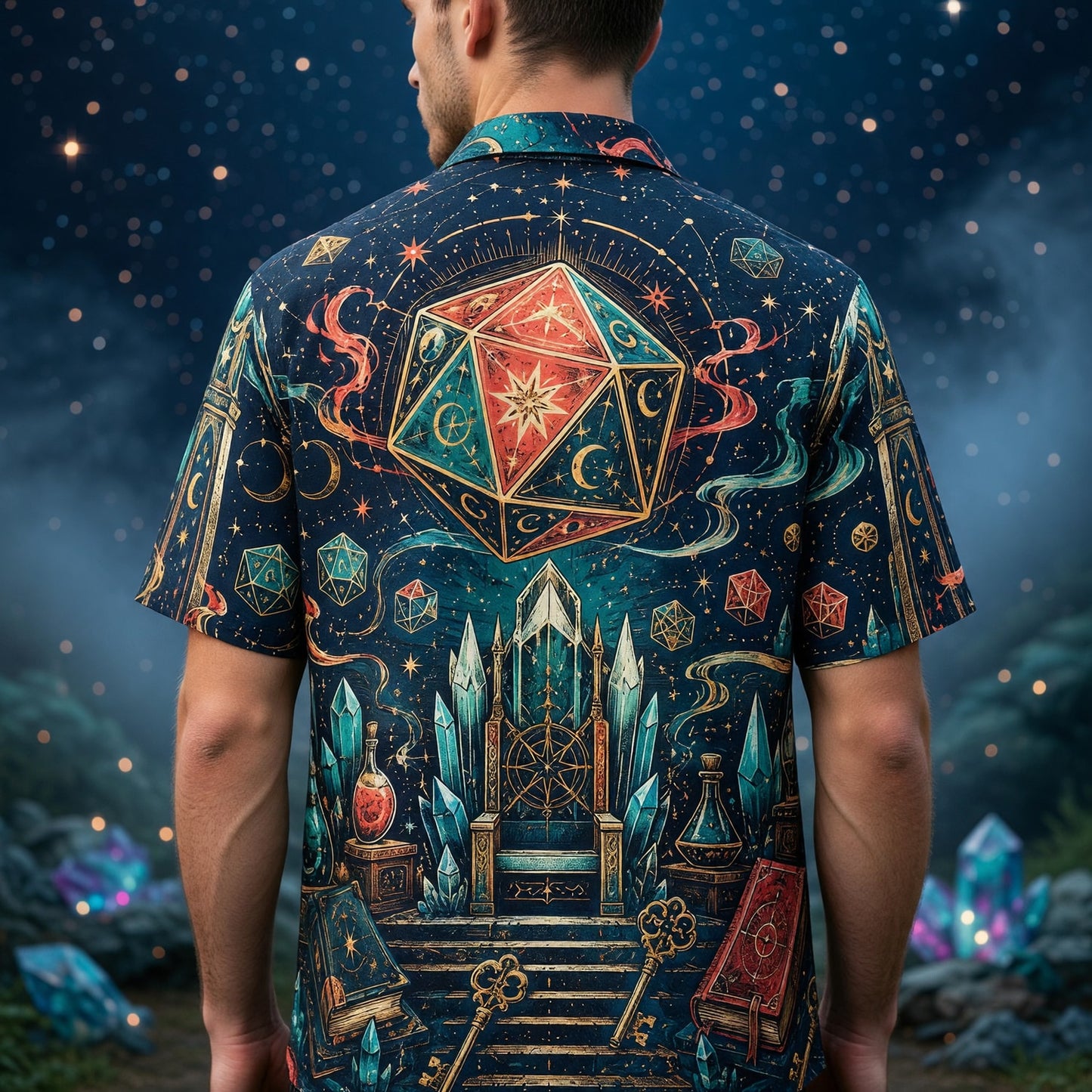 Fantasy Dungeon D20 Hawaiian Shirt - Wizard Fantasy Magic
