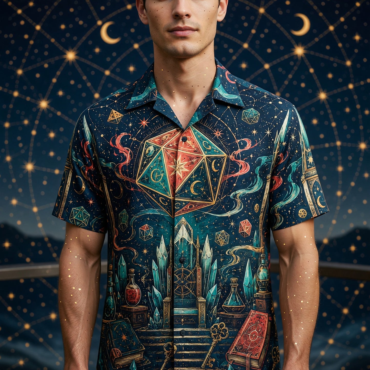 Fantasy Dungeon D20 Hawaiian Shirt - Wizard Fantasy Magic