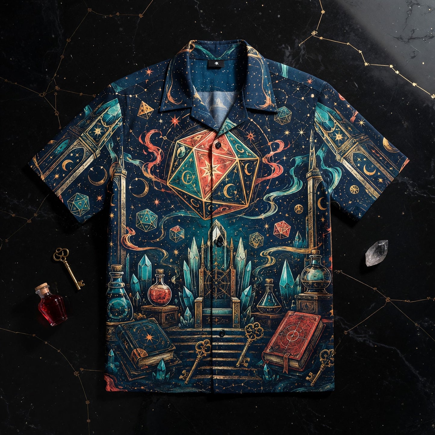 Fantasy Dungeon D20 Hawaiian Shirt - Wizard Fantasy Magic