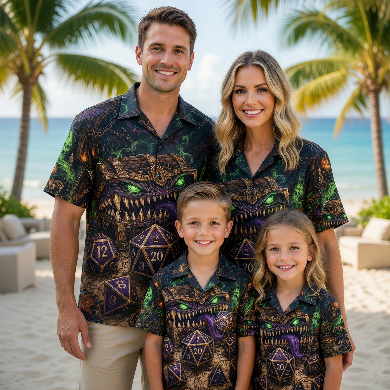 Mimic Chest Hawaiian Shirt - Gothic RPG Dice Halloween Apparel