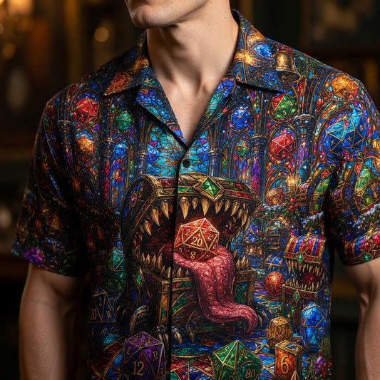 Christmas Mimic Hawaiian Shirt - Fantasy RPG Dice Holiday Apparel