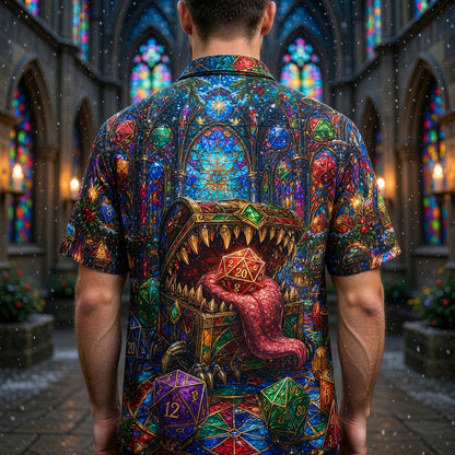 Christmas Mimic Hawaiian Shirt - Fantasy RPG Dice Holiday Apparel