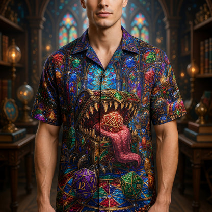 Christmas Mimic Hawaiian Shirt - Fantasy RPG Dice Holiday Apparel