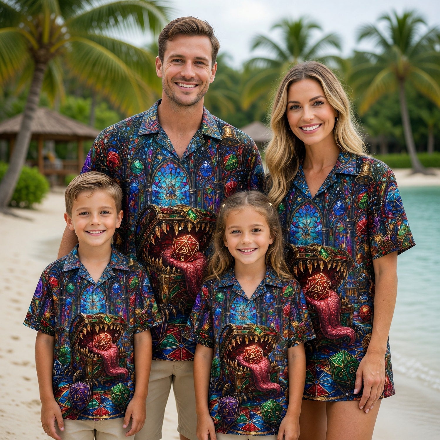 Christmas Mimic Hawaiian Shirt - Fantasy RPG Dice Holiday Apparel