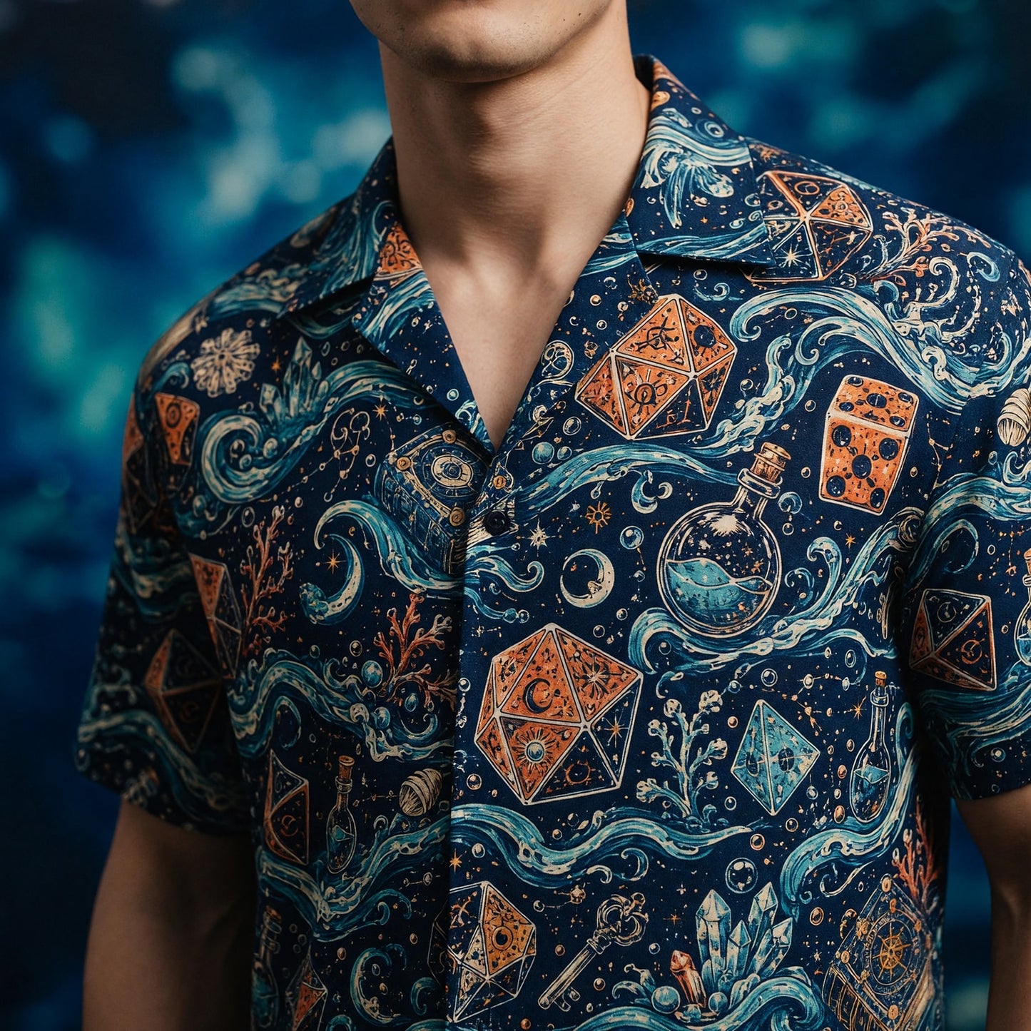 Ocean Dice Hawaiian Shirt - Fantasy Nautical RPG Apparel