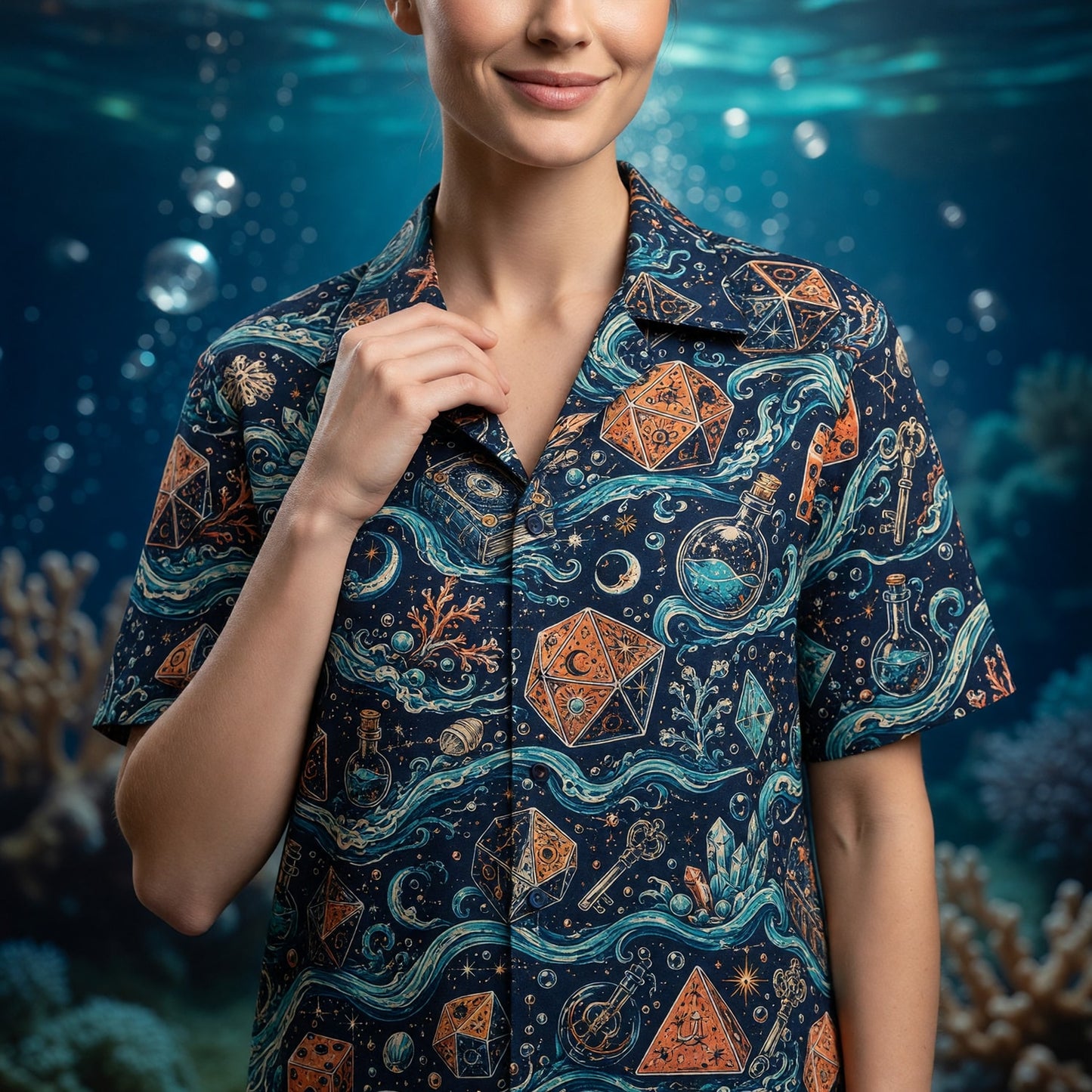 Ocean Dice Hawaiian Shirt - Fantasy Nautical RPG Apparel