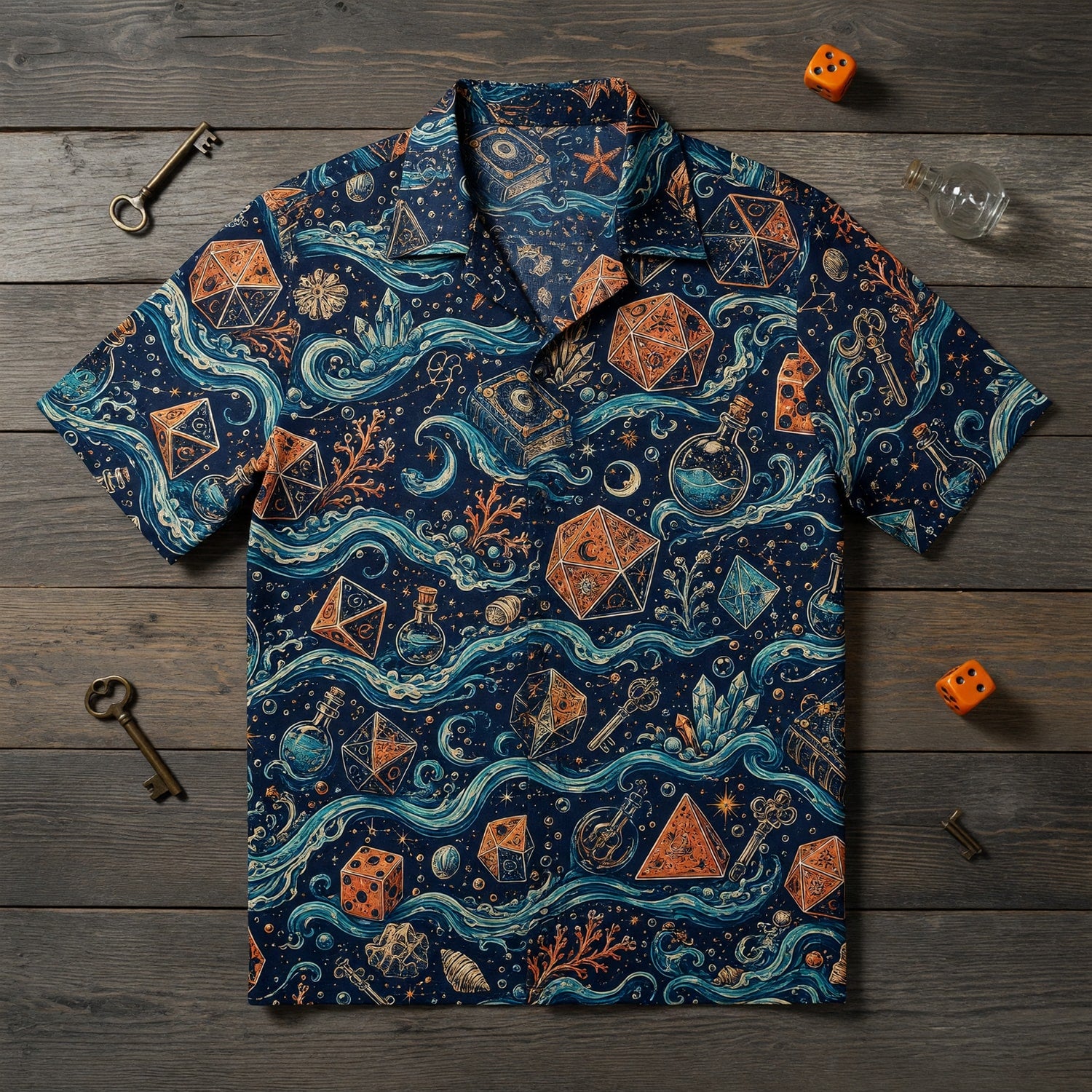 Ocean Dice Hawaiian Shirt - Fantasy Nautical RPG Apparel