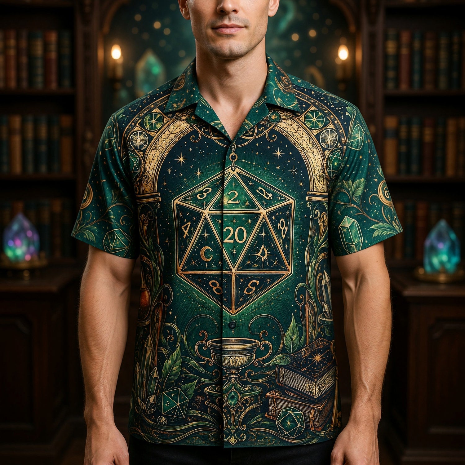 D20 Hawaiian Shirt - Fantasy RPG Mystical Apparel