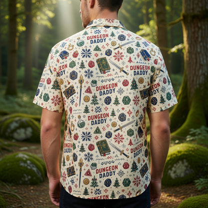 Dungeon Daddy Christmas Hawaiian Shirt - RPG Holiday Pattern