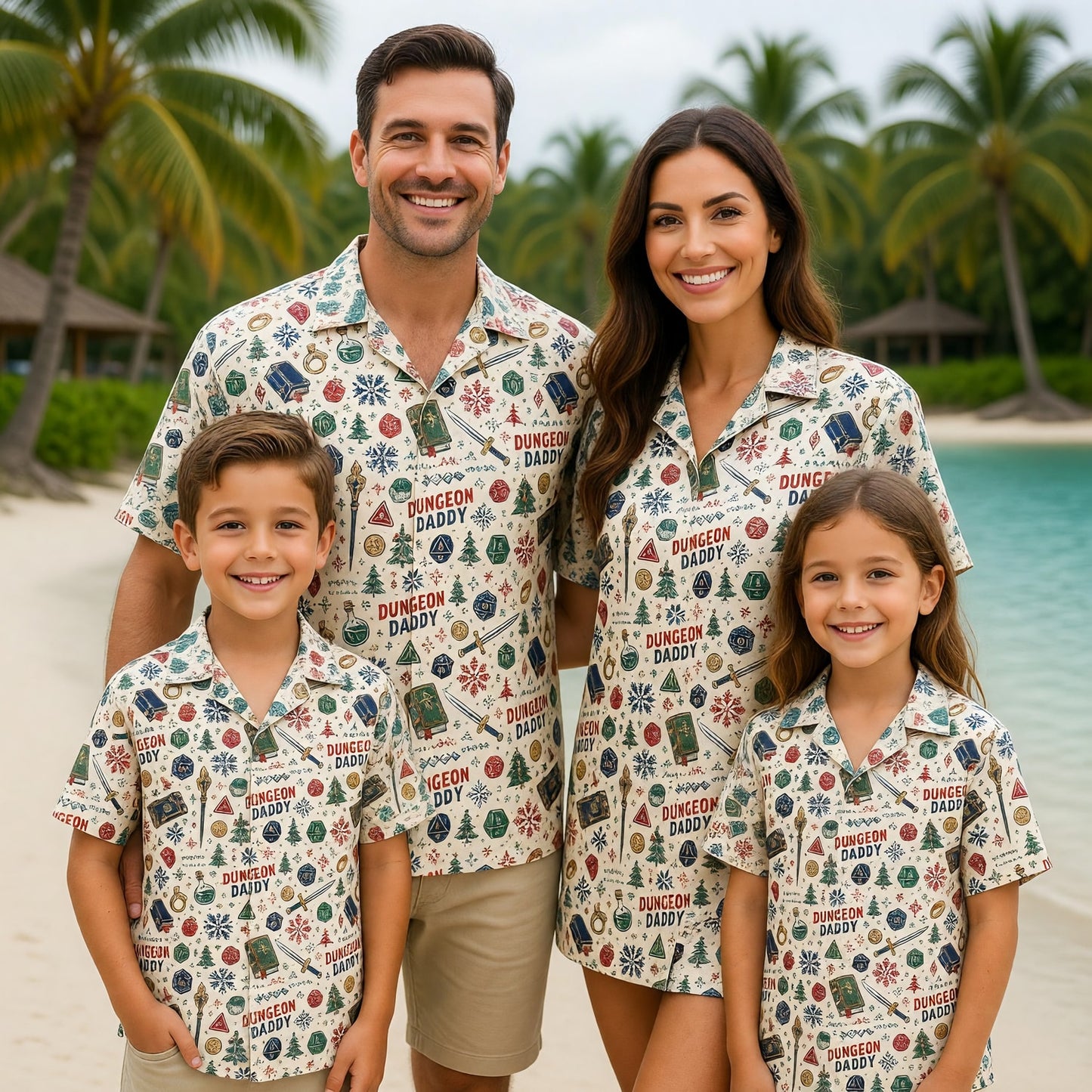 Dungeon Daddy Christmas Hawaiian Shirt - RPG Holiday Pattern