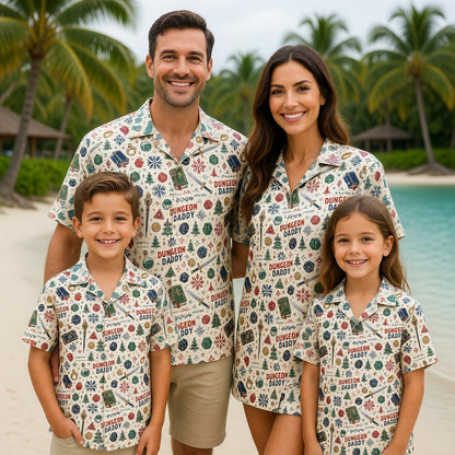 Dungeon Daddy Christmas Hawaiian Shirt - RPG Holiday Pattern
