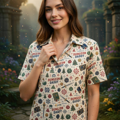 Dungeon Daddy Christmas Hawaiian Shirt - RPG Holiday Pattern