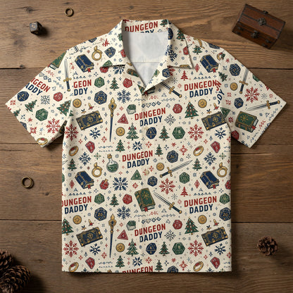 Dungeon Daddy Christmas Hawaiian Shirt - RPG Holiday Pattern