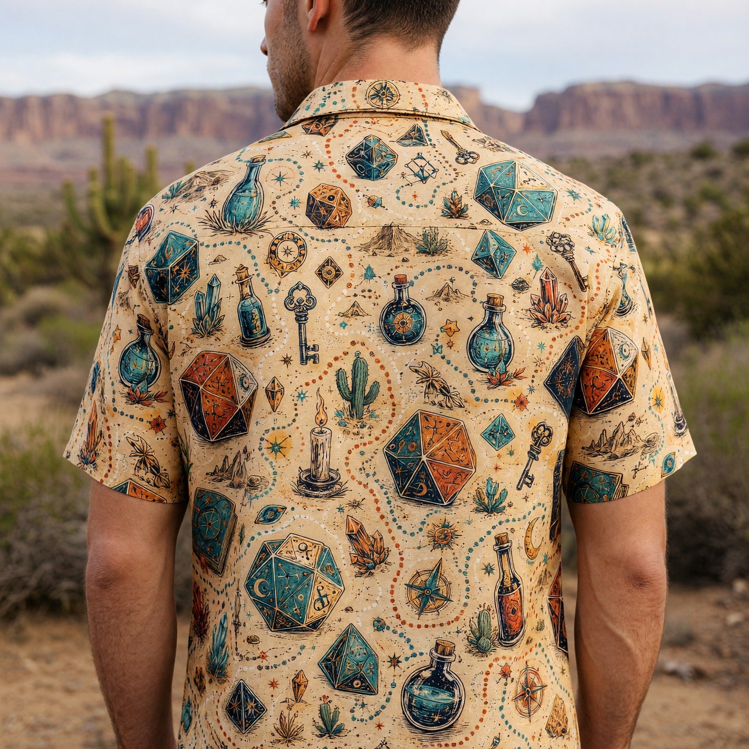Dice Potion Hawaiian Shirt - Mystic Fantasy RPG Pattern