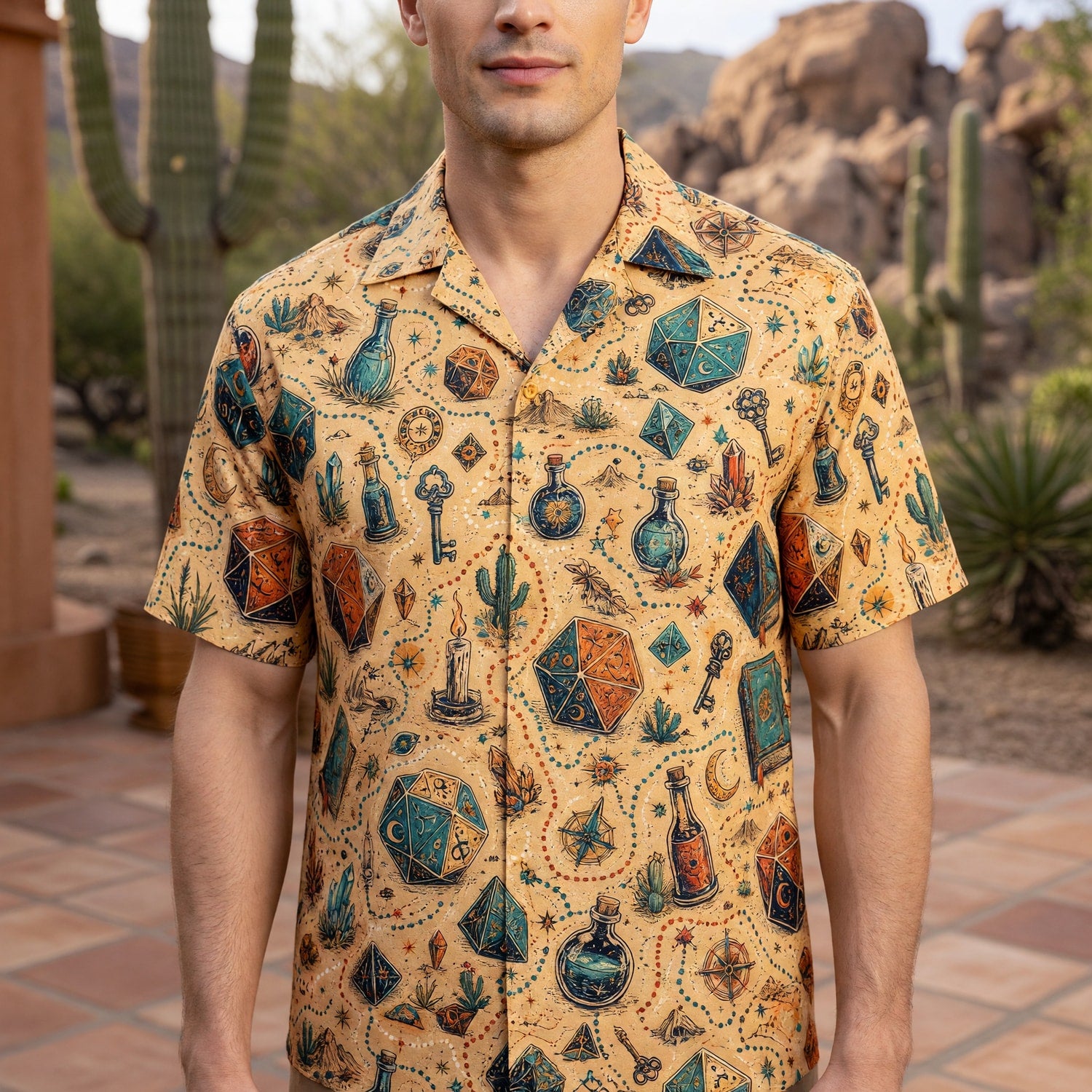 Dice Potion Hawaiian Shirt - Mystic Fantasy RPG Pattern