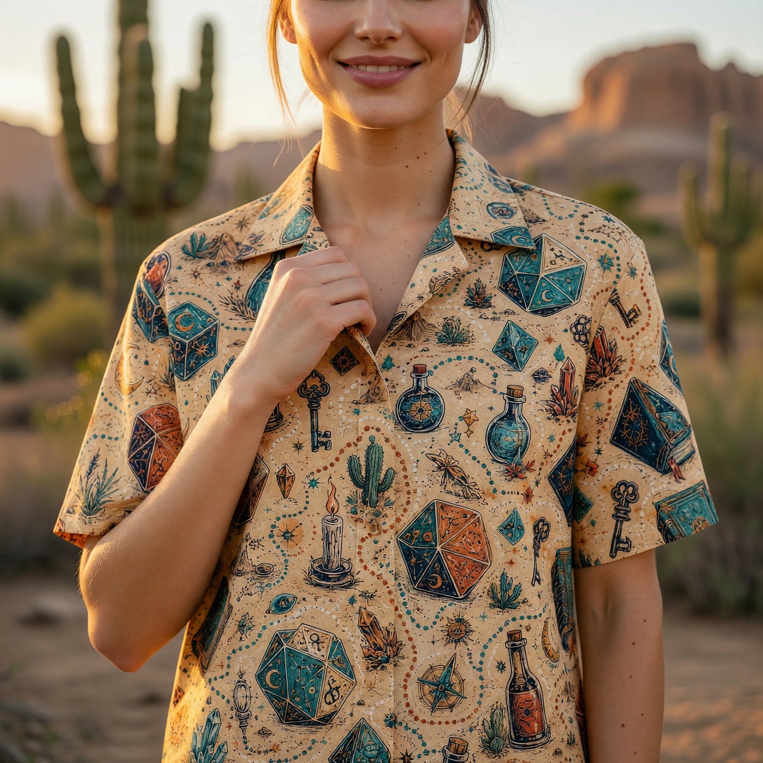 Dice Potion Hawaiian Shirt - Mystic Fantasy RPG Pattern