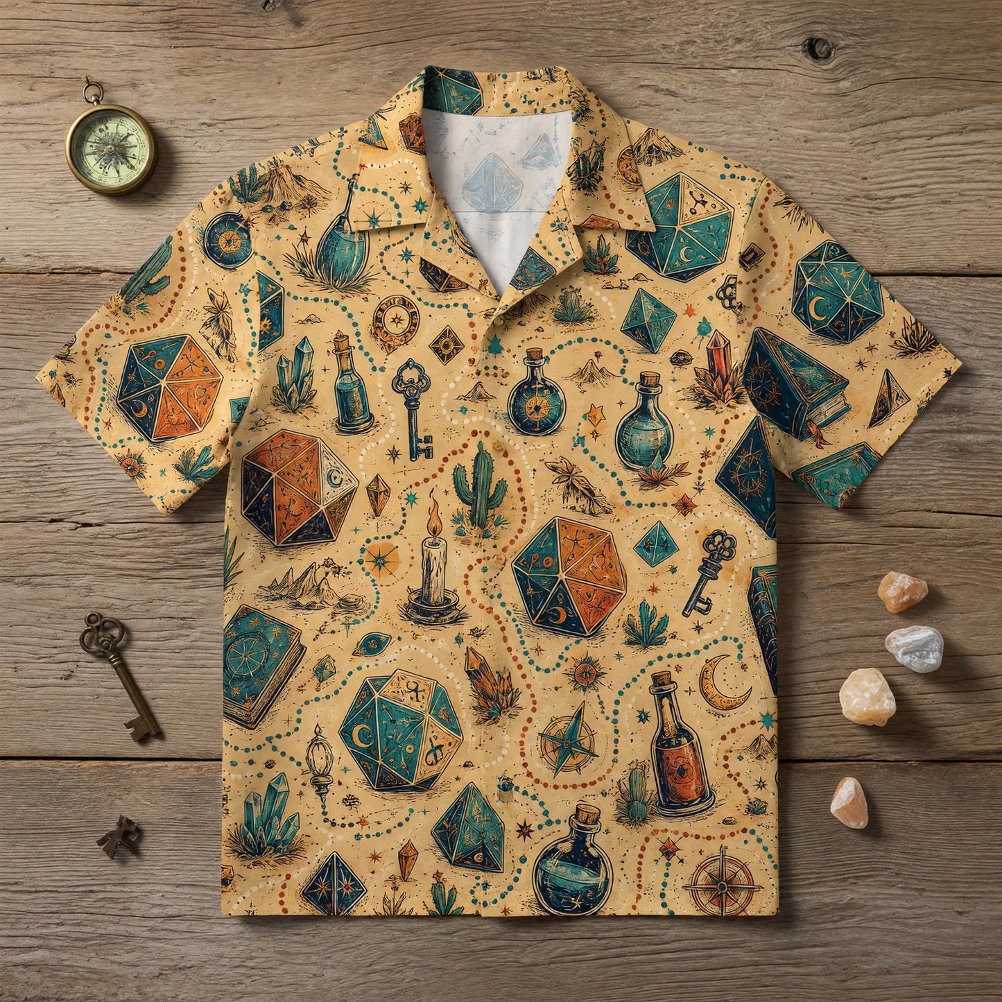 Dice Potion Hawaiian Shirt - Mystic Fantasy RPG Pattern
