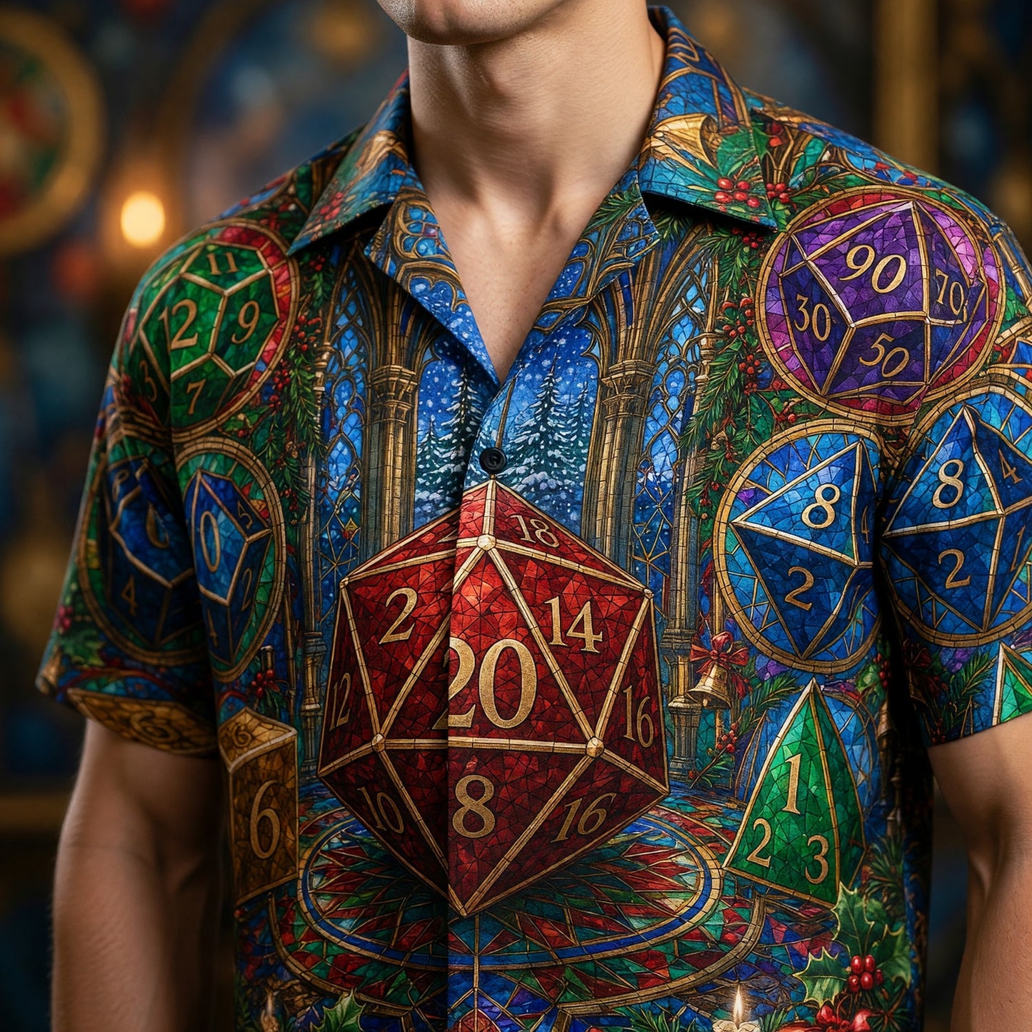 Christmas Dice Hawaiian Shirt - Holiday RPG Gaming Apparel