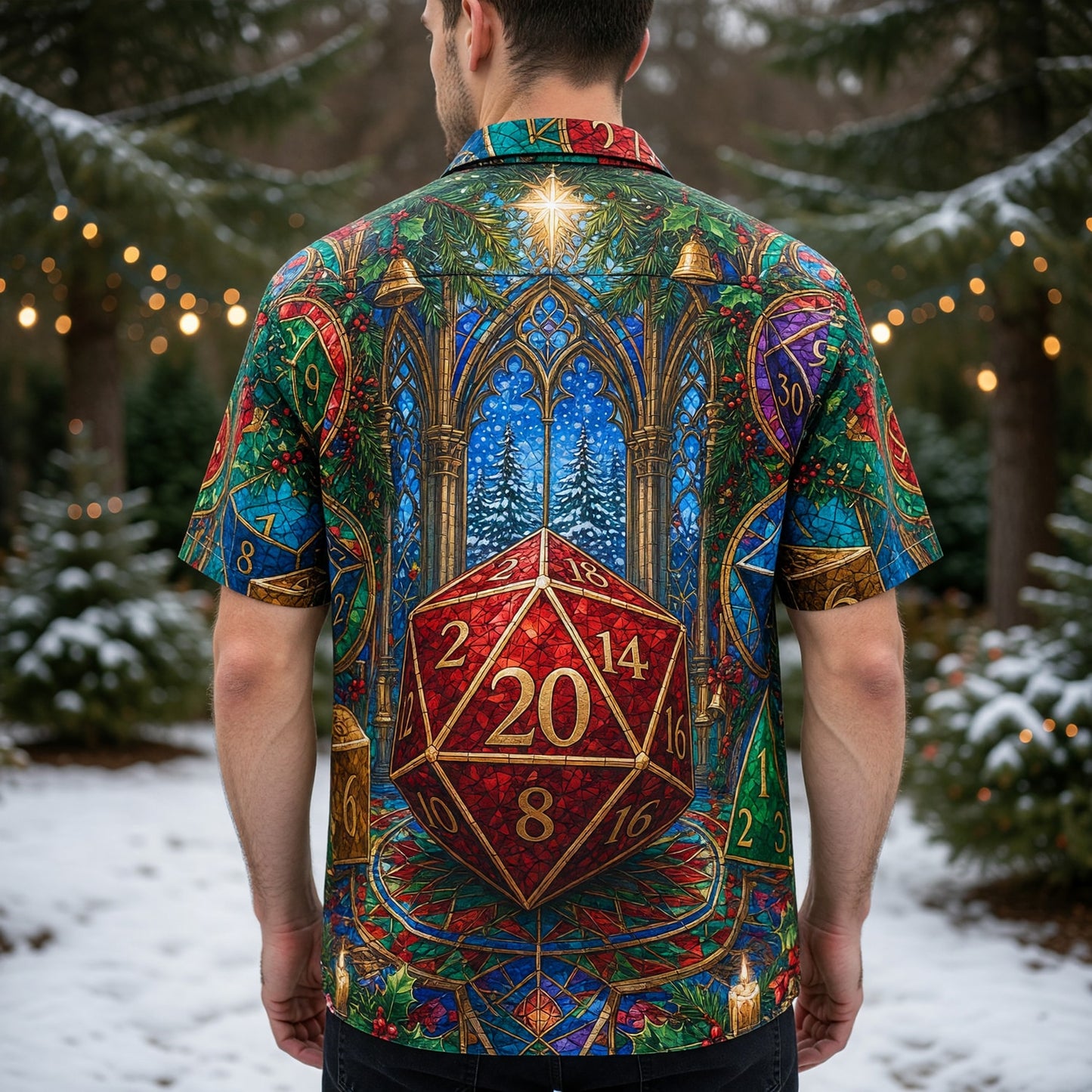Christmas Dice Hawaiian Shirt - Holiday RPG Gaming Apparel