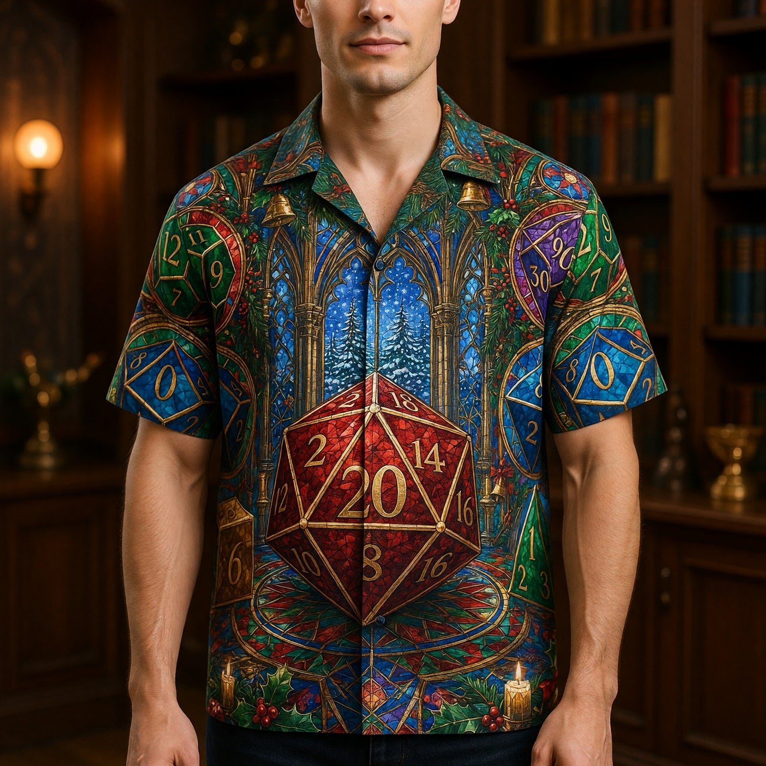 Christmas Dice Hawaiian Shirt - Holiday RPG Gaming Apparel