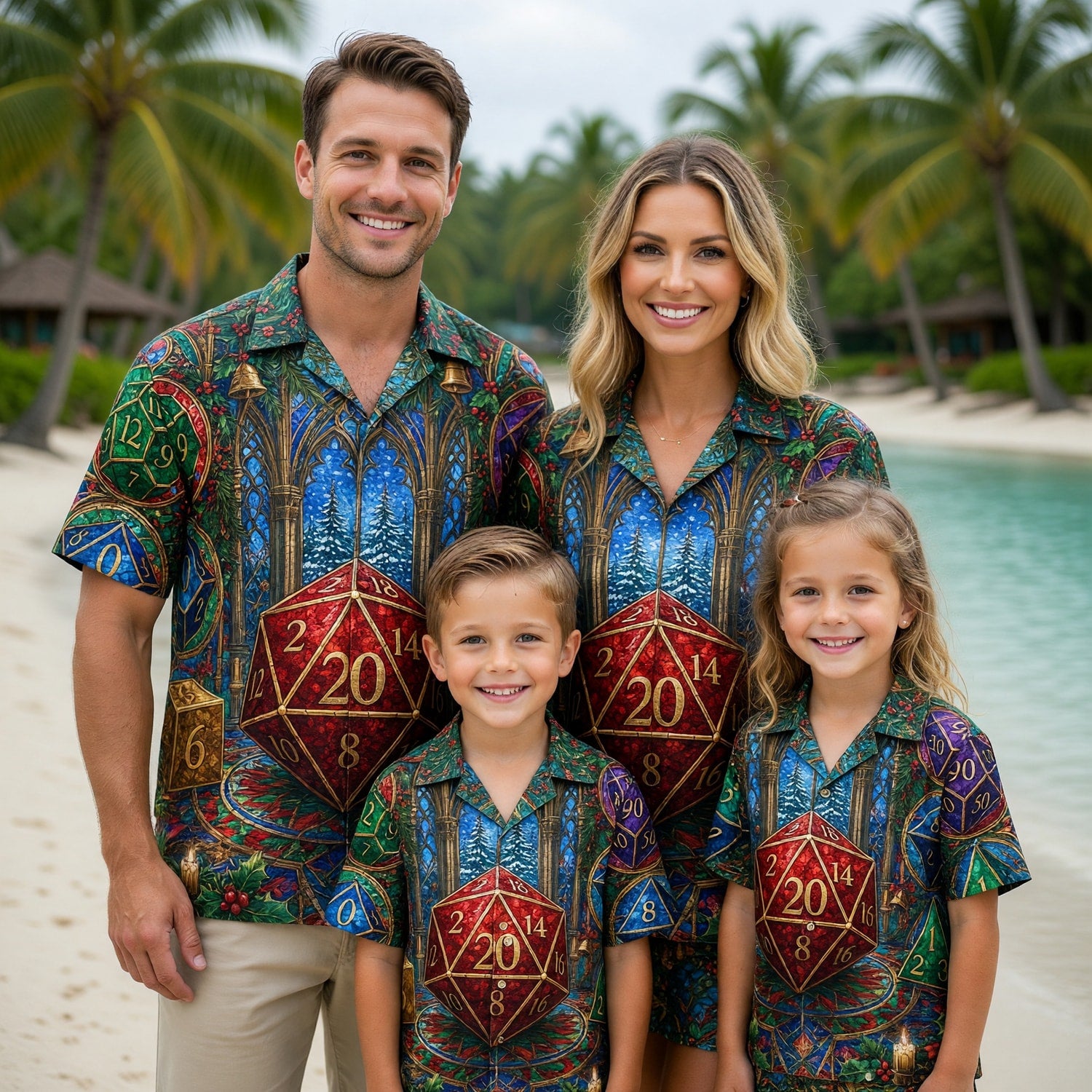 Christmas Dice Hawaiian Shirt - Holiday RPG Gaming Apparel