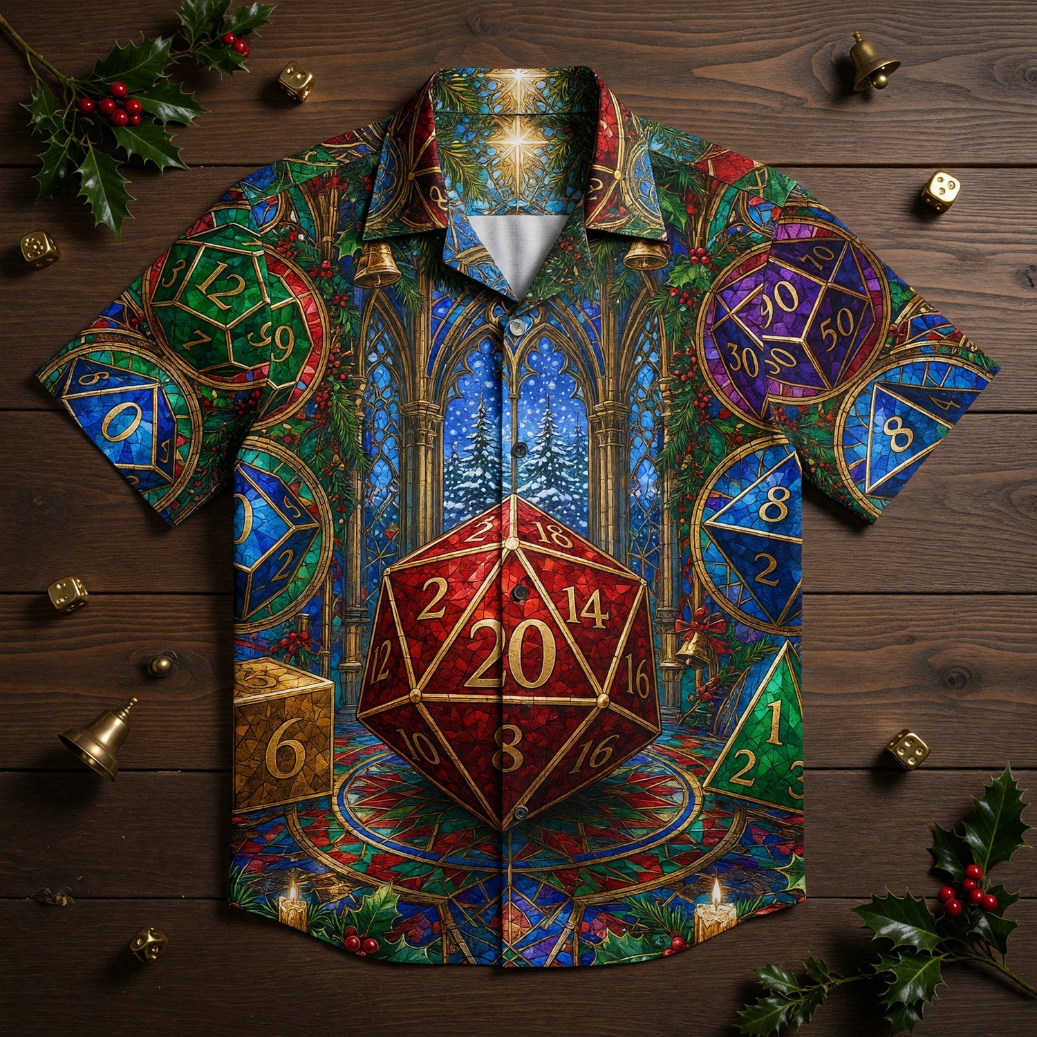 Christmas Dice Hawaiian Shirt - Holiday RPG Gaming Apparel