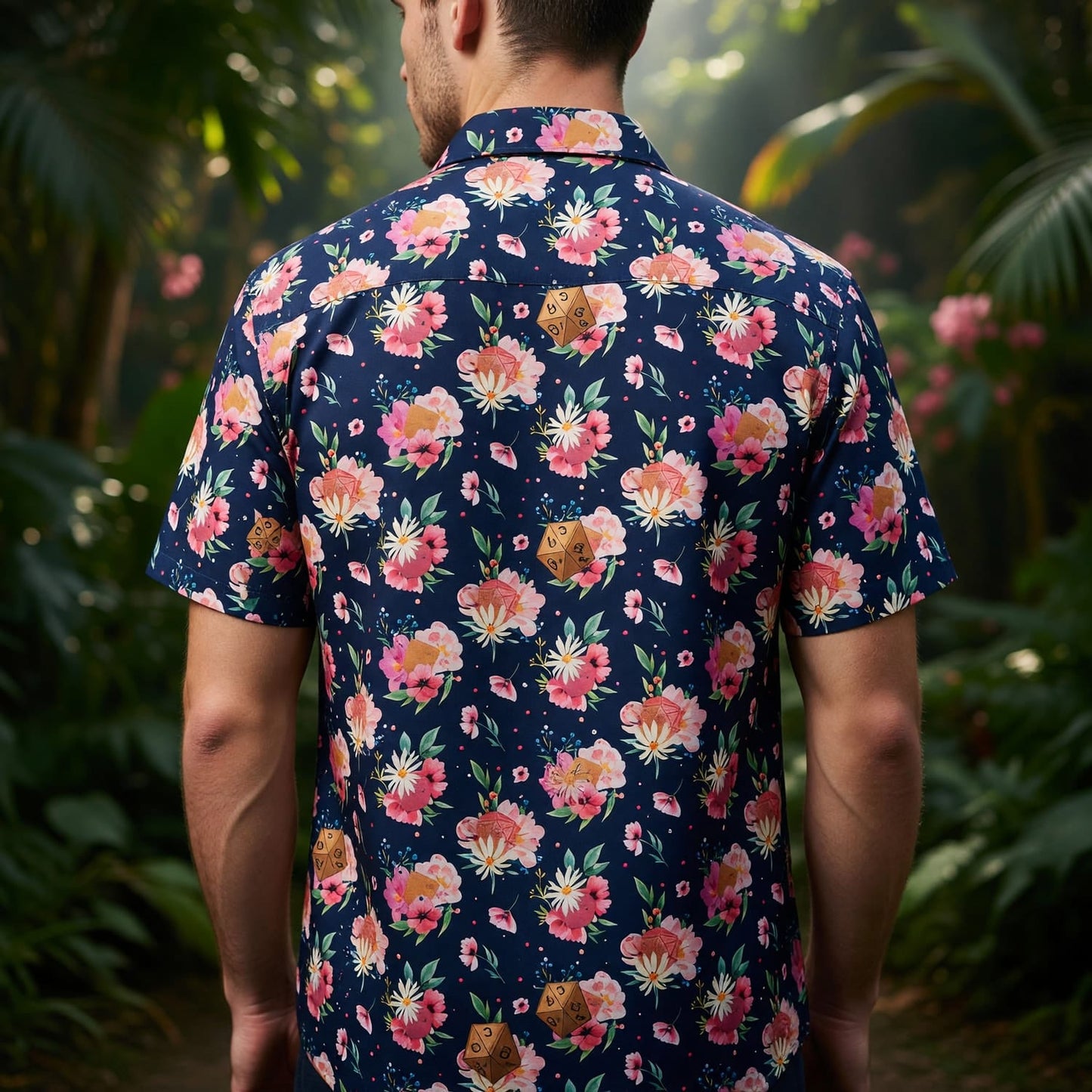 Floral Hawaiian Shirt - Dungeons Dragons Dice Pattern