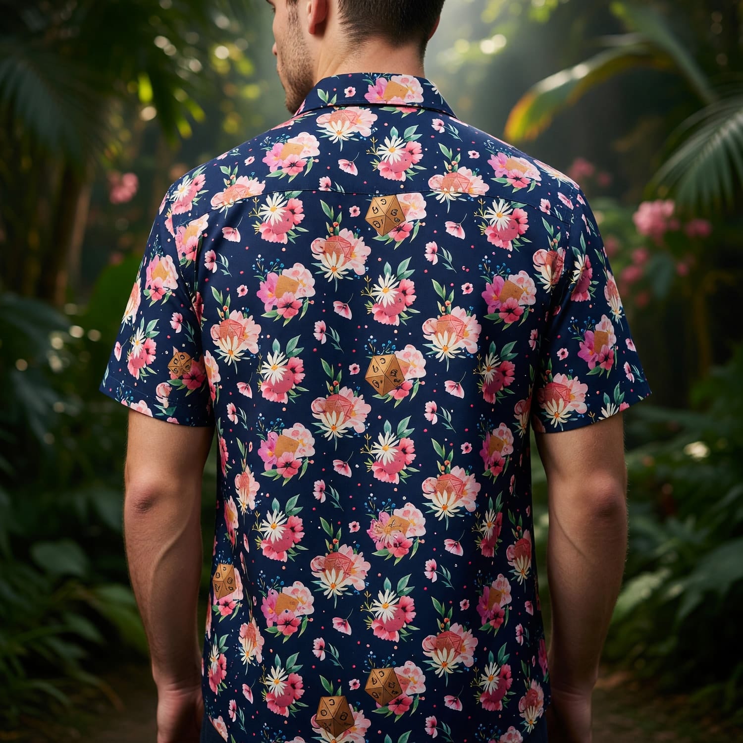 Floral Hawaiian Shirt - Dungeons Dragons Dice Pattern