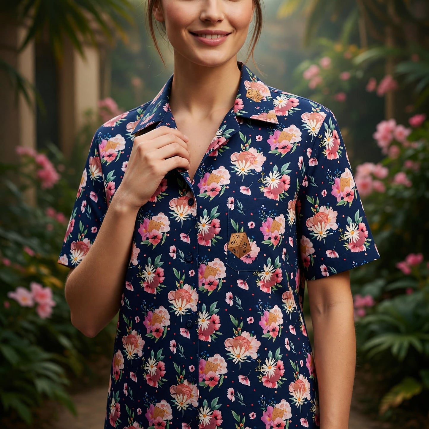 Floral Hawaiian Shirt - Dungeons Dragons Dice Pattern