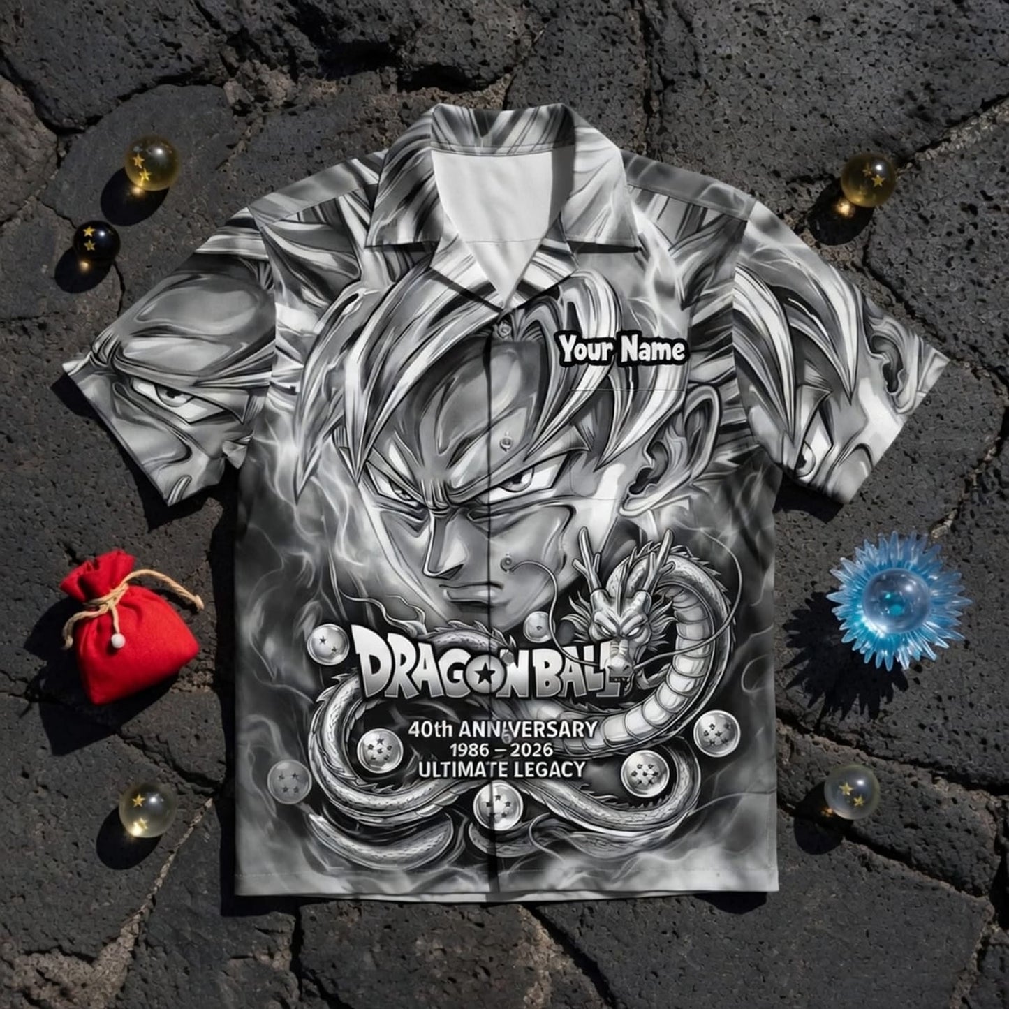 Anime Warrior 40th Anniversary Saiyan Warrior Premium Hawaiian Shirt - Personalized Anime Aloha Shirt