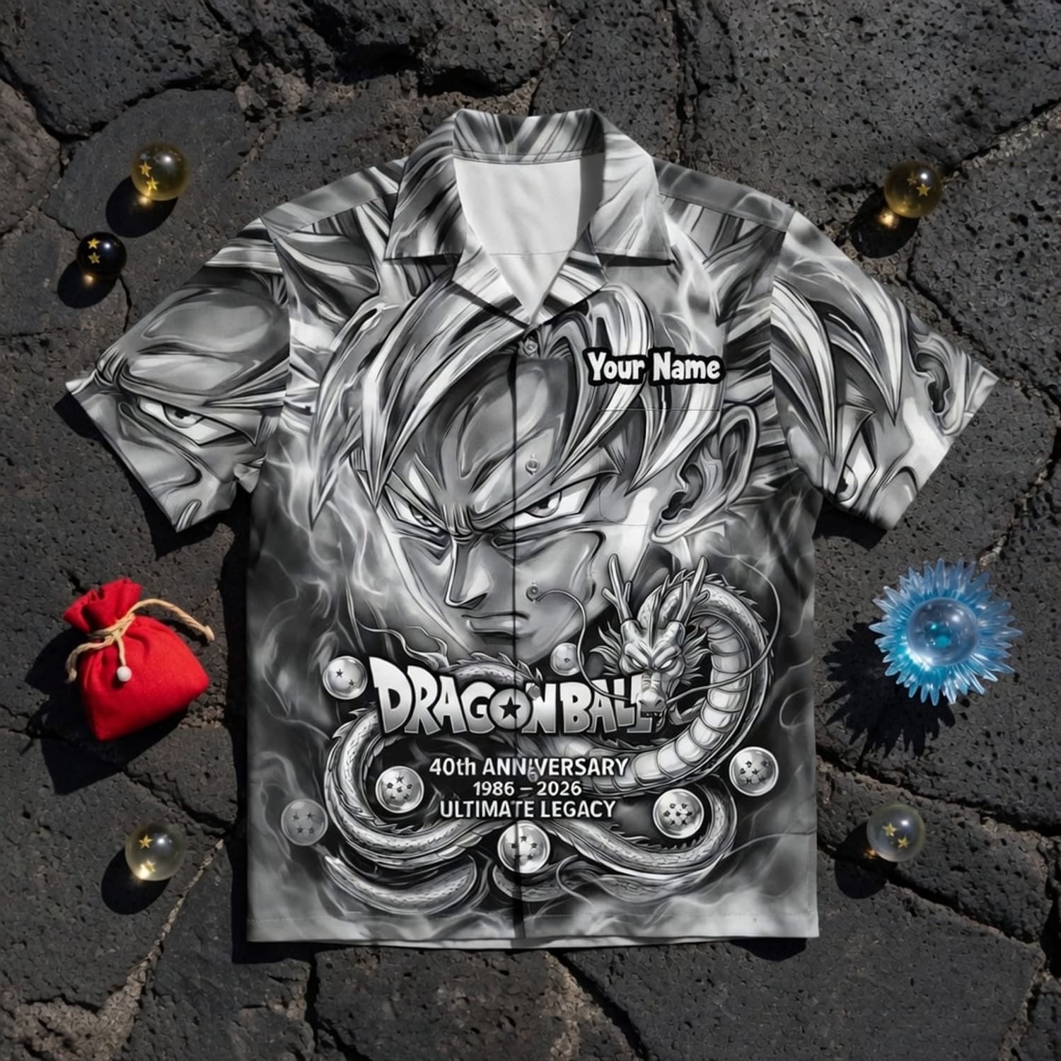 Anime Warrior 40th Anniversary Saiyan Warrior Premium Hawaiian Shirt - Personalized Anime Aloha Shirt