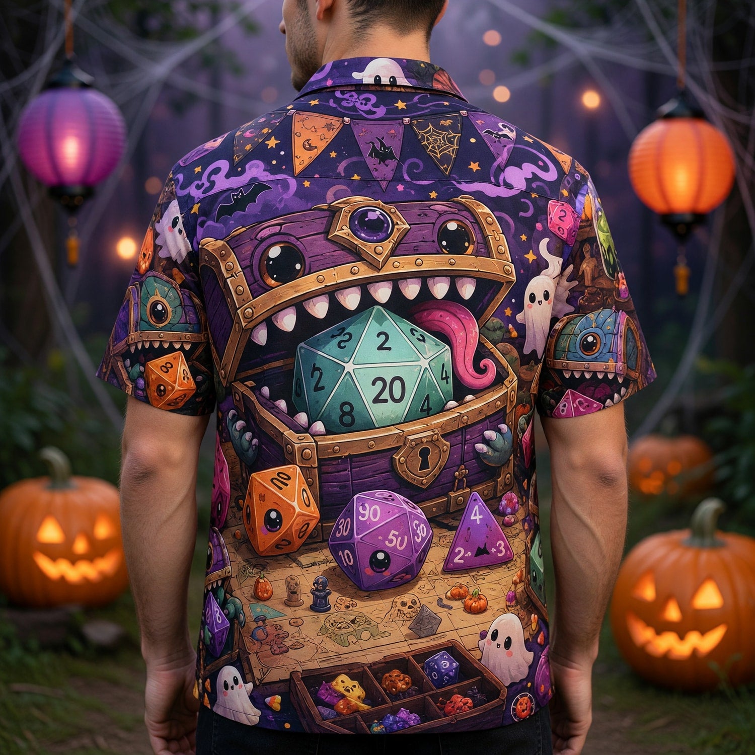 Halloween Mimic Hawaiian Shirt - Cute RPG Dice Chest Apparel