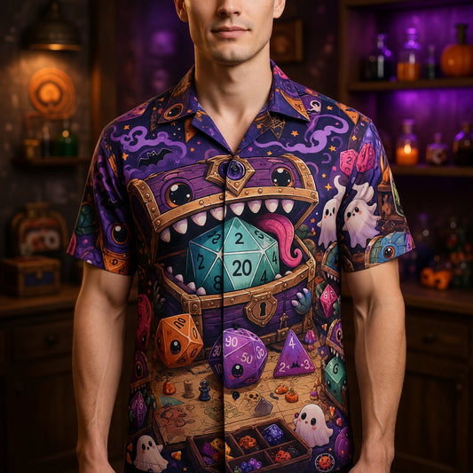 Halloween Mimic Hawaiian Shirt - Cute RPG Dice Chest Apparel