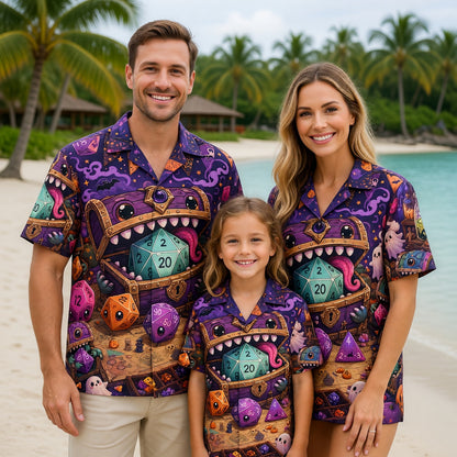 Halloween Mimic Hawaiian Shirt - Cute RPG Dice Chest Apparel