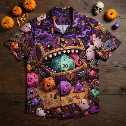 Halloween Mimic Hawaiian Shirt - Cute RPG Dice Chest Apparel